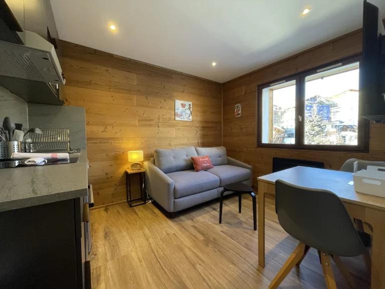 Studio alpe d'huez - canapé et kitchenette