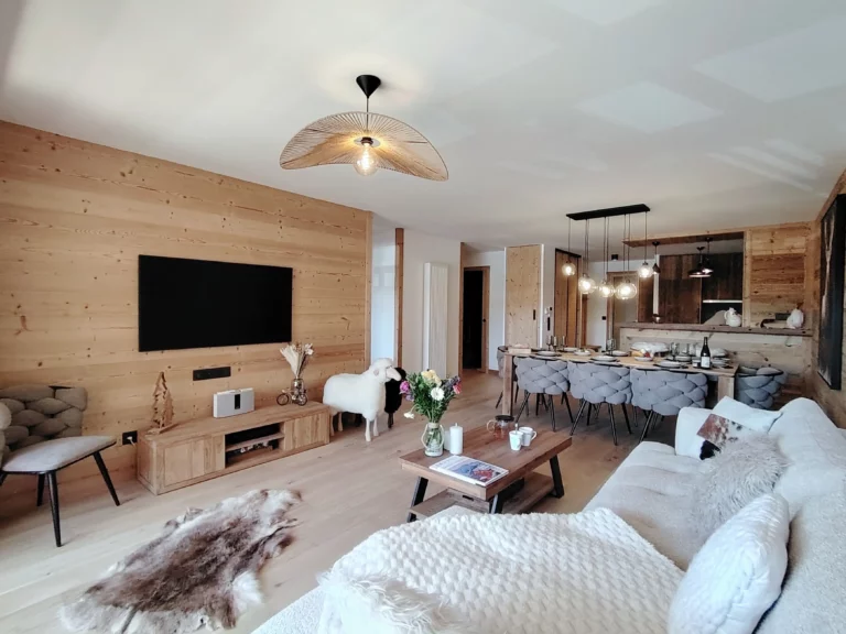 Salon d'un appartement à louer à l'alpe d'huez dans la résidence Cachemire