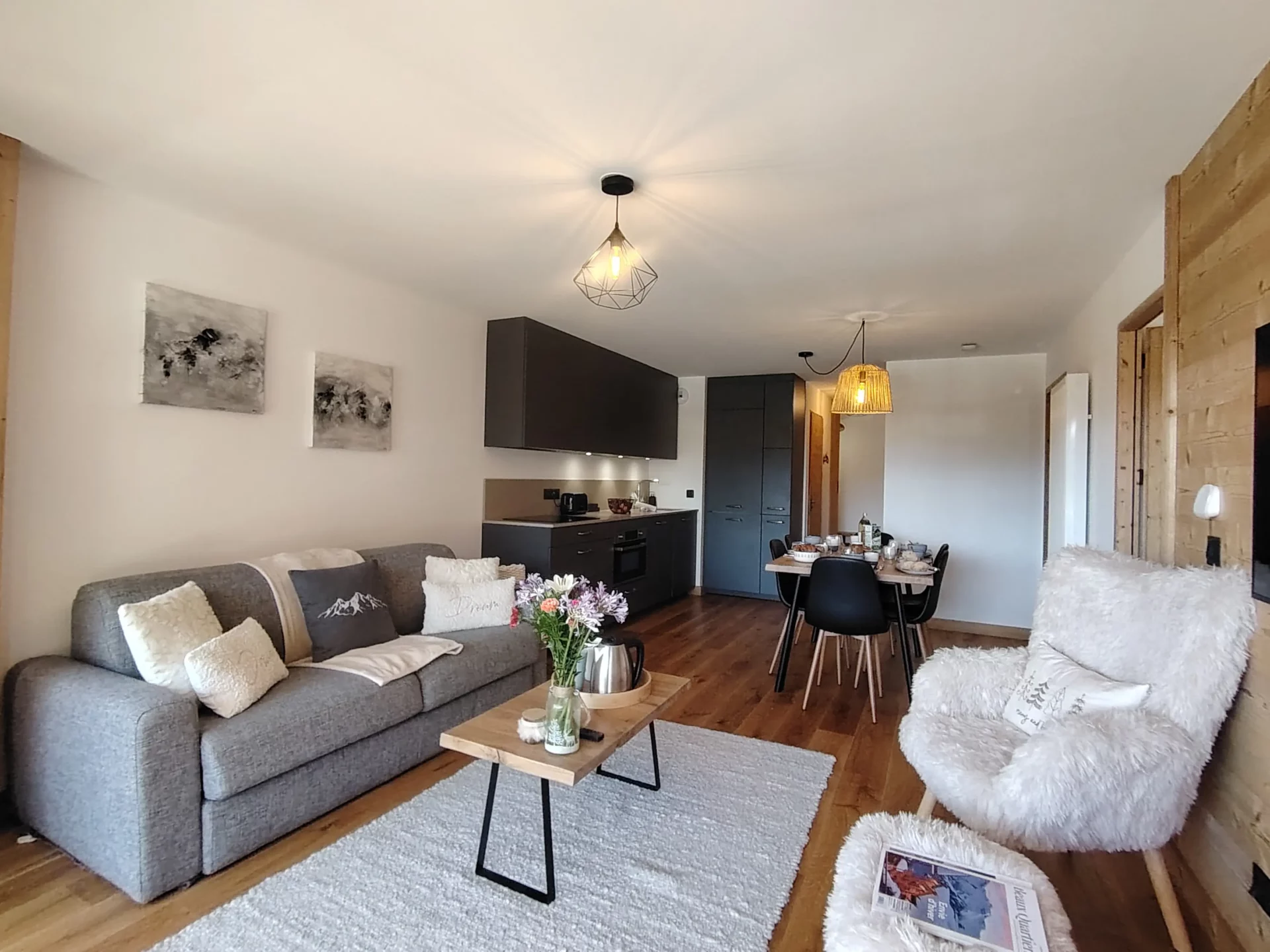 Location appartement à l'alpe d'huez avec un salon, fauteuil, télévision