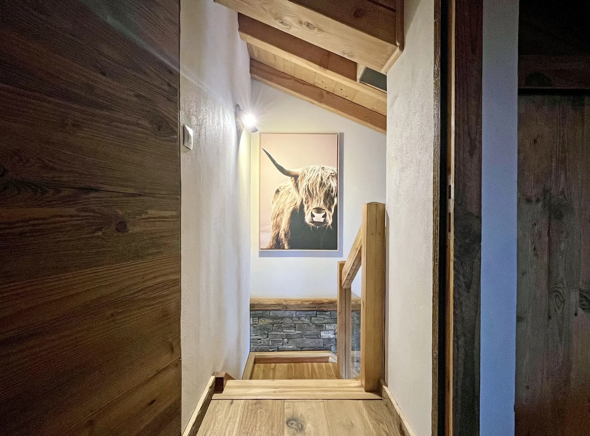 Escalier avec tableau décoratif montagne alpe d'huez